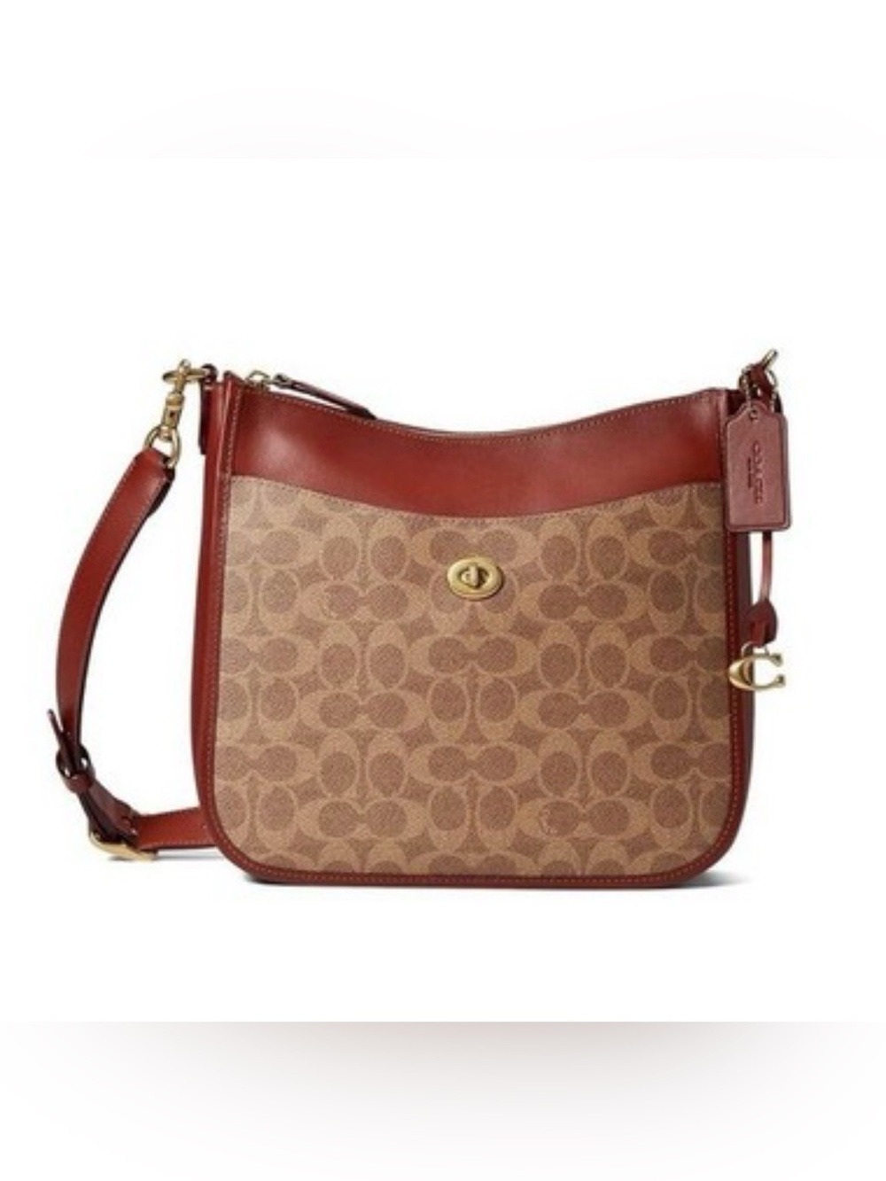Brown COACH Leather and Canvas Cross Body Bag